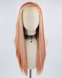 Blonde Streaked Cooper Red Synthetic Lace Front Wig WW499