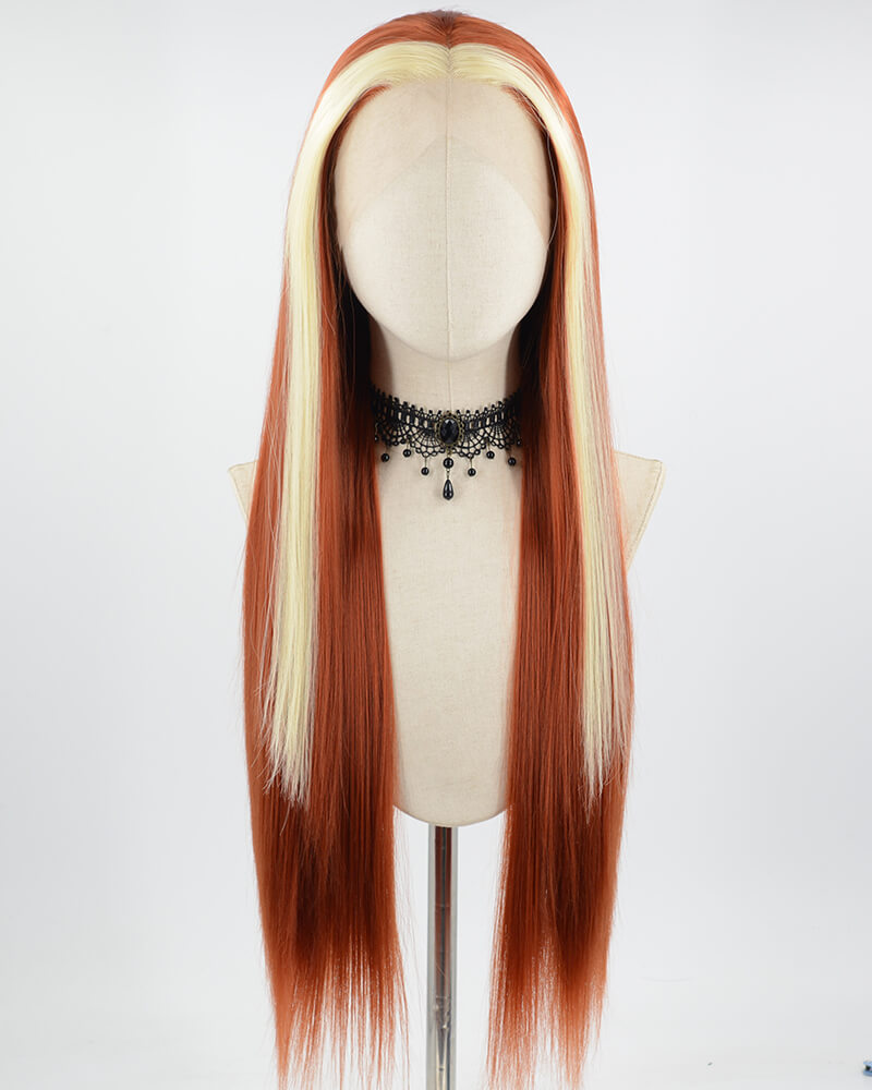 Blonde Strunk Stripe Orange Synthetic Lace Front Wig WW565