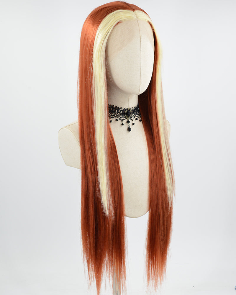 Blonde Strunk Stripe Orange Synthetic Lace Front Wig WW565