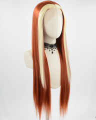 Blonde Strunk Stripe Orange Synthetic Lace Front Wig WW565