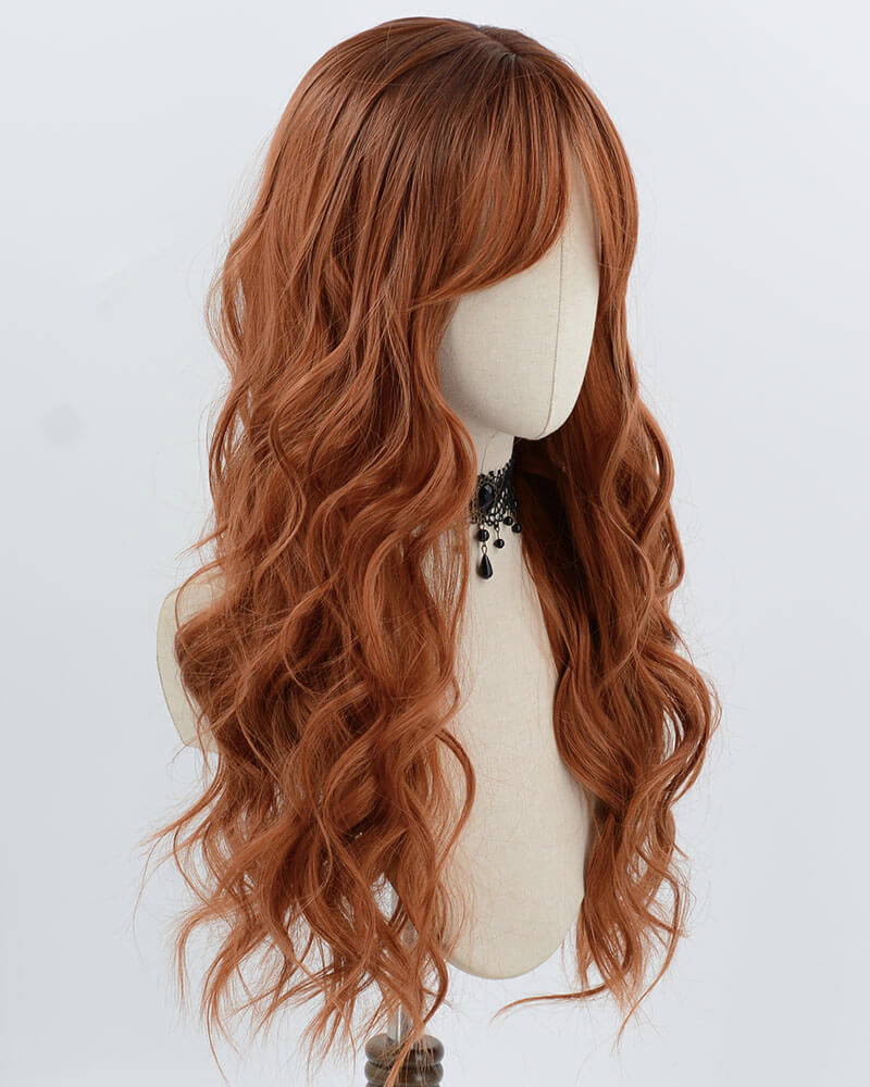 Brown Red Curly Synthetic Wig HW778