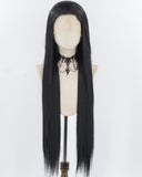 30Inch Long Black Synthetic Lace Front Wig WW965