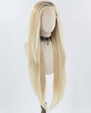 30Inch Skunk Stripe Blonde Brown Synthetic Lace Front Wig WW804