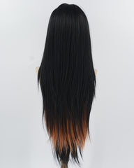 30Inch Long Black Orange Synthetic Wig HW740