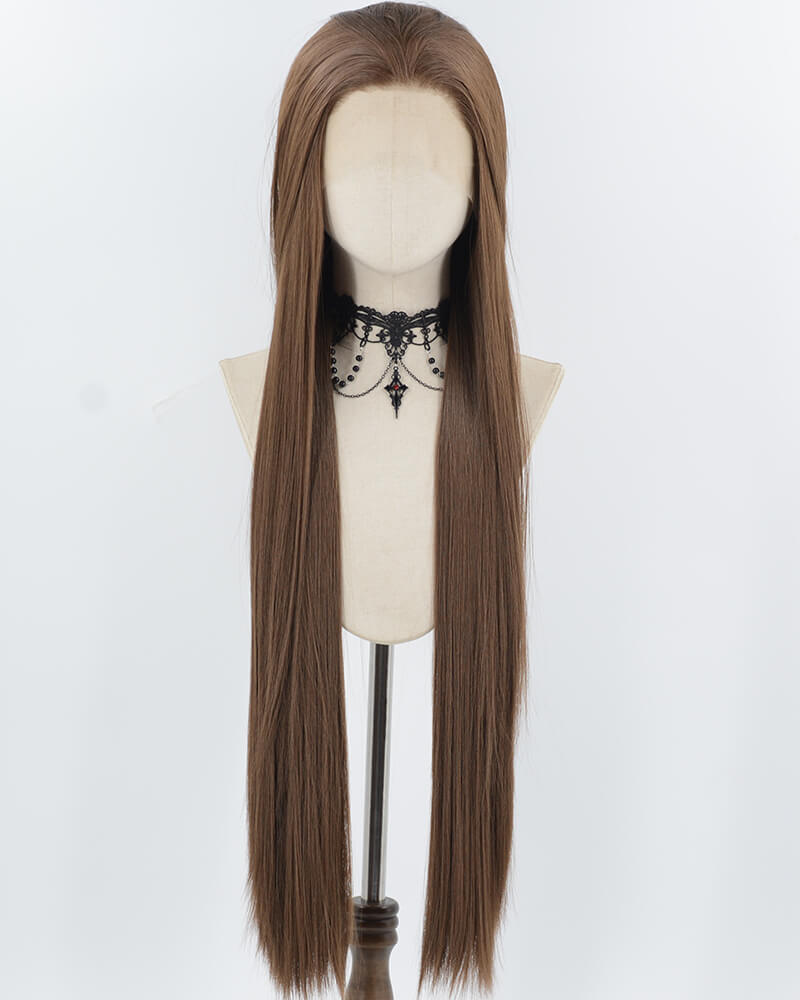 30Inch Long Brown Synthetic Lace Front Wig WW963
