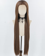 30Inch Long Brown Synthetic Lace Front Wig WW963