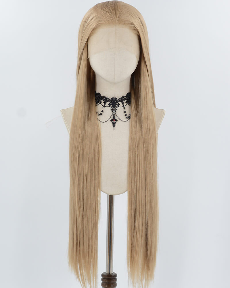 30Inch Long Dark Blonde Synthetic Lace Front Wig WW962