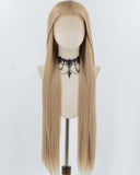 30Inch Long Dark Blonde Synthetic Lace Front Wig WW962