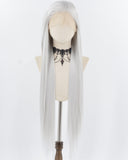 30inch Long Silver Synthetic Lace Front Wig WW958