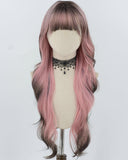 Pink Ombre Black Long Wavy Synthetic Wig HW723