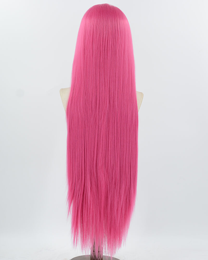 38inch Long Bright Pink Synthetic Lace Front Wig WW1030