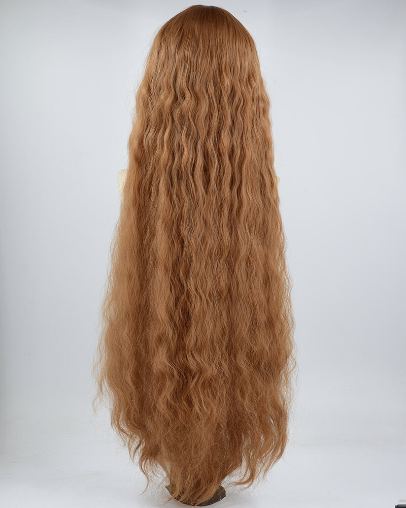 38Inches Long Brown Curly Synthetic Wig HW317