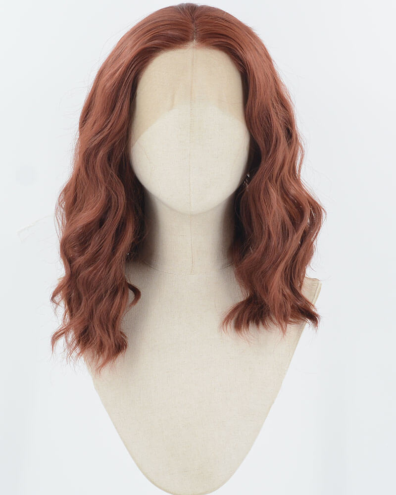 Dark Auburn Red Short Curly Synthetic Lace Front Wig WW913