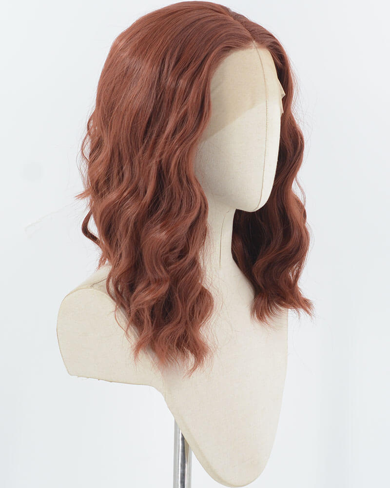 Dark Auburn Red Short Curly Synthetic Lace Front Wig WW913