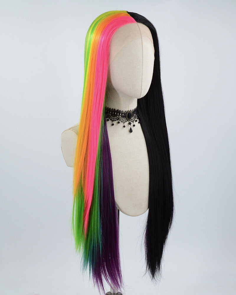 Black Pink Ombre Synthetic Lace Front Wig WW504