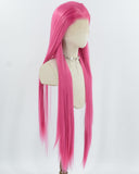 38inch Long Bright Pink Synthetic Lace Front Wig WW1030