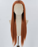 Copper Red Long Straight Synthetic Lace Front Wig WW915