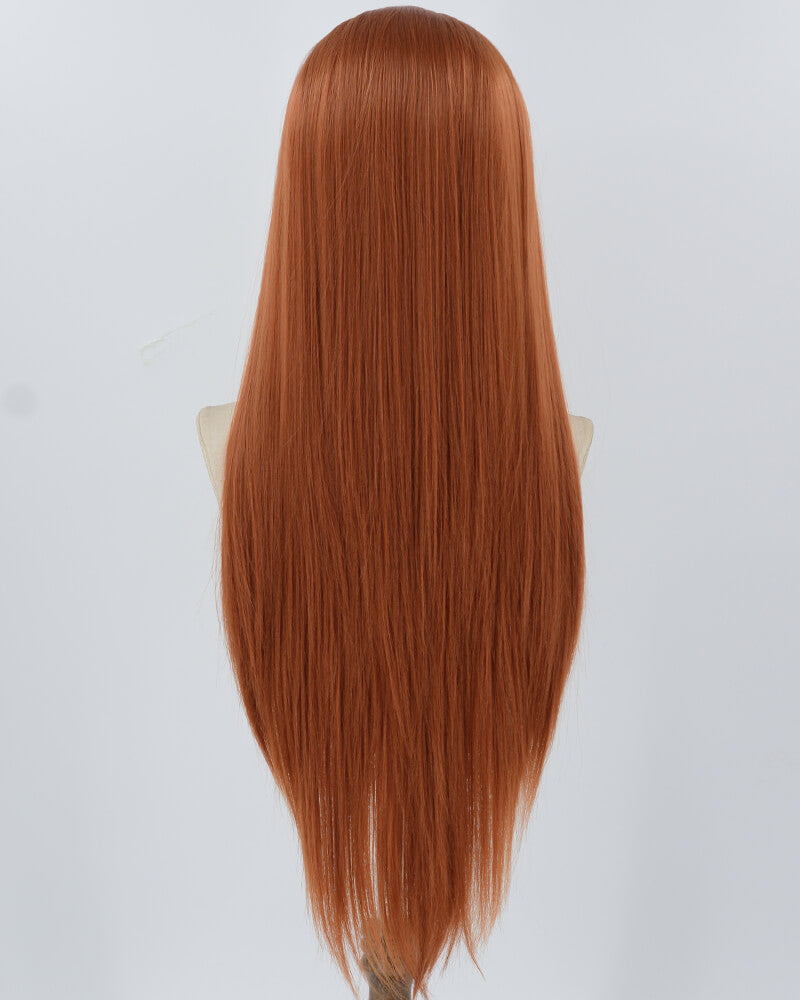 Copper Red Long Straight Synthetic Lace Front Wig WW915