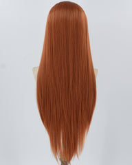 Copper Red Long Straight Synthetic Lace Front Wig WW915