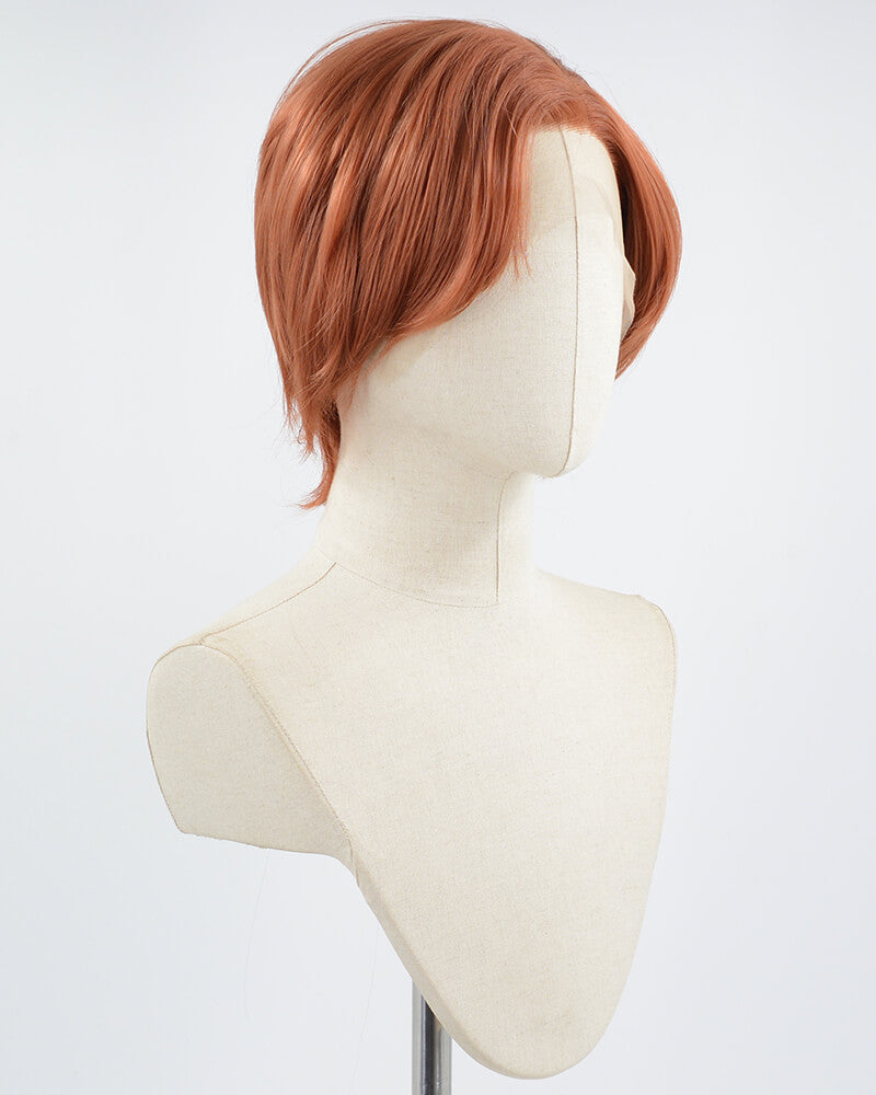 Copper Red Short Synthetic Lace Front Men's Wig MW009