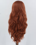 Copper Red Wavy Synthetic Lace Front Wig WW040