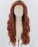 Copper Red Wavy Synthetic Lace Front Wig WW040