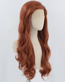 Copper Red Wavy Synthetic Lace Front Wig WW040