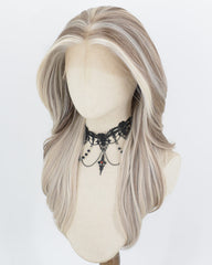 Creamy Blonde with Ash Brown Highlights Synthetic Lace Front Wig WW1072
