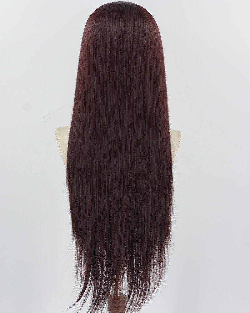 Dark Auburn Long Straight Synthetic Lace Front Wig WW1042