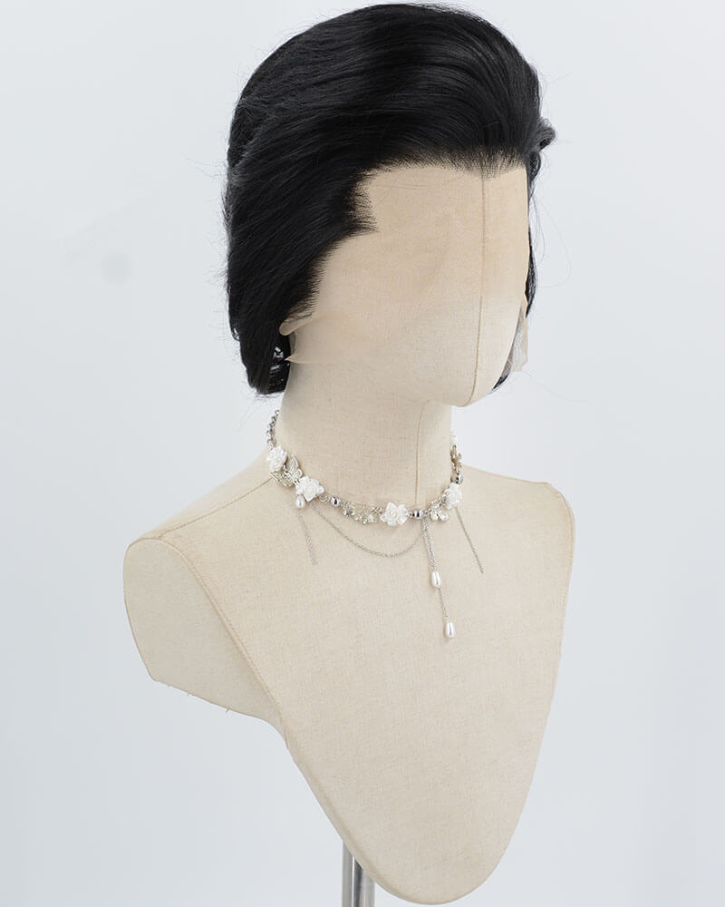 Elvis Black Short Synthetic Lace Front Men's Wig MW043
