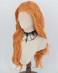Ginger Orange Long Wavy Synthetic Lace Front Wig WW1086