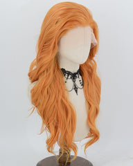 Ginger Orange Long Wavy Synthetic Lace Front Wig WW1086