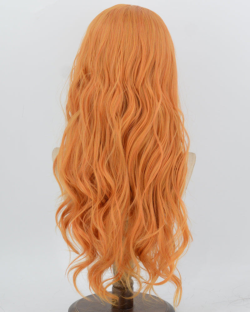 Ginger Orange Long Wavy Synthetic Lace Front Wig WW1086