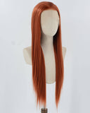 Long Copper Red Synthetic Lace Front Wig WT187