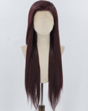 Dark Auburn Long Straight Synthetic Lace Front Wig WW1042