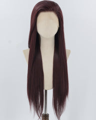 Dark Auburn Long Straight Synthetic Lace Front Wig WW1042