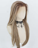 Brown With Beige Blonde Highlights Synthetic Lace Front Wig WW1070