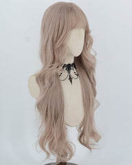 Dusty Rose Beige Long Wavy Synthetic Wig HW849