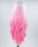 White Ombre Pink Synthetic Lace Front Wig WW376