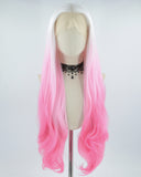 White Ombre Pink Synthetic Lace Front Wig WW376