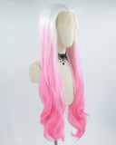 White Ombre Pink Synthetic Lace Front Wig WW376