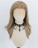 Ash Blonde with Brown Highlights Synthetic Lace Front Wig WW1062
