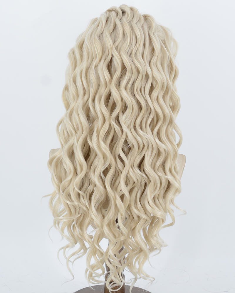 Ash Blonde Curly Synthetic Lace Front Wig WW1080