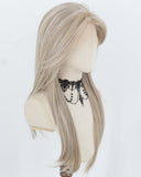 Ash Blonde Highlights White Grey Synthetic Lace Front Wig WW1073