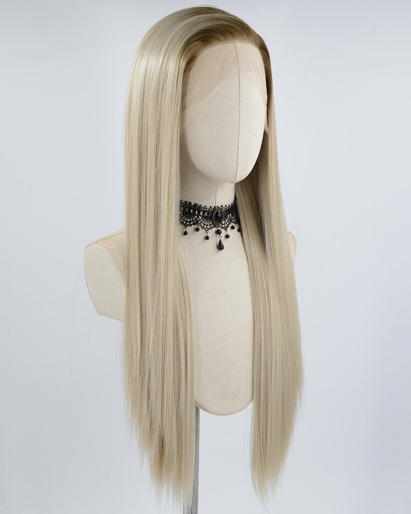 Ombre Ash Blonde Straight Synthetic Lace Front Wig WW648