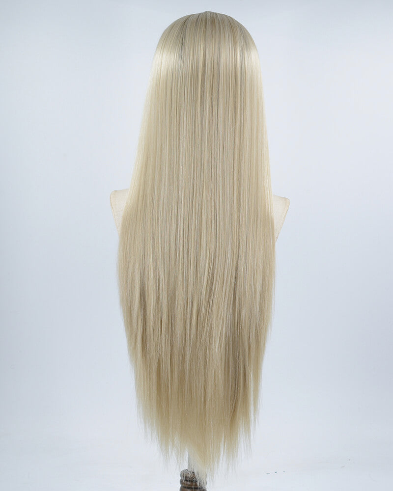 30 Inch Ombre Ash Blonde Synthetic Lace Front Wig WT228
