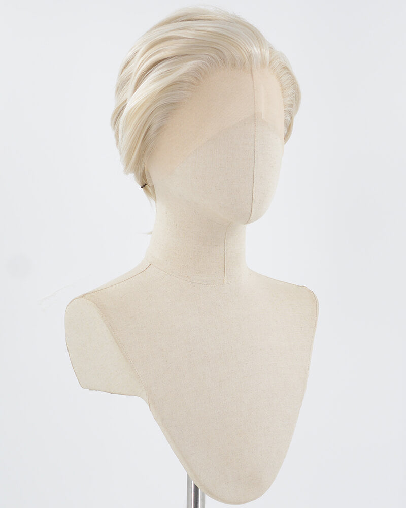 White Blonde Short Synthetic Lace Front Wig MW014
