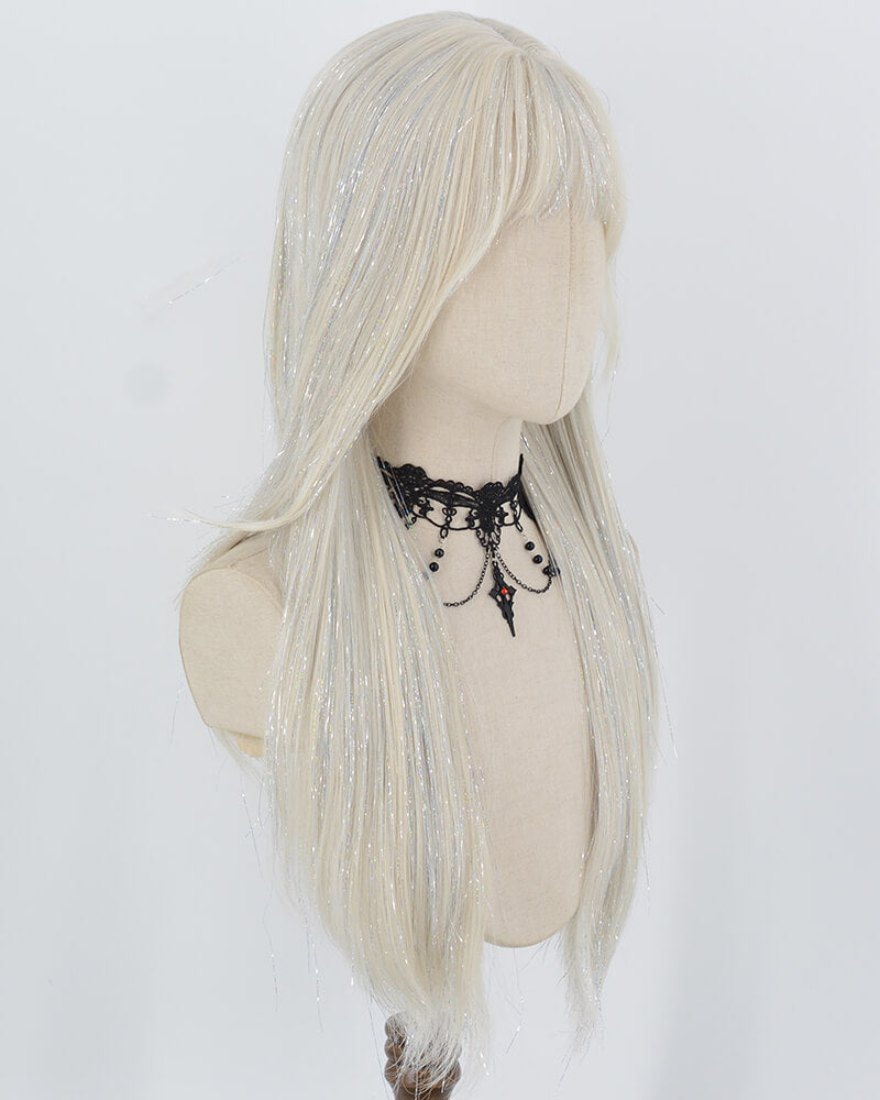 Platinum Blonde Tinsel Synthetic Wig HW848