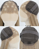 Ash Blonde with Brown Highlights Synthetic Lace Front Wig WW1062