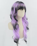 Purple Ombre Black Long Wavy Synthetic Wig HW733
